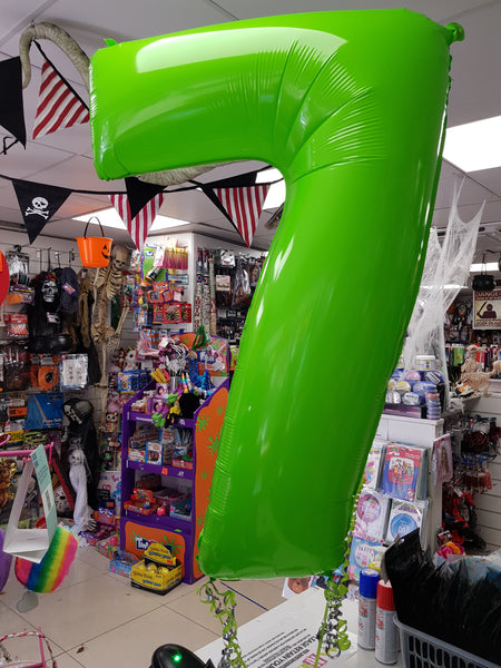 40 Inch Fluorescent Lime Number 7 Foil Balloon