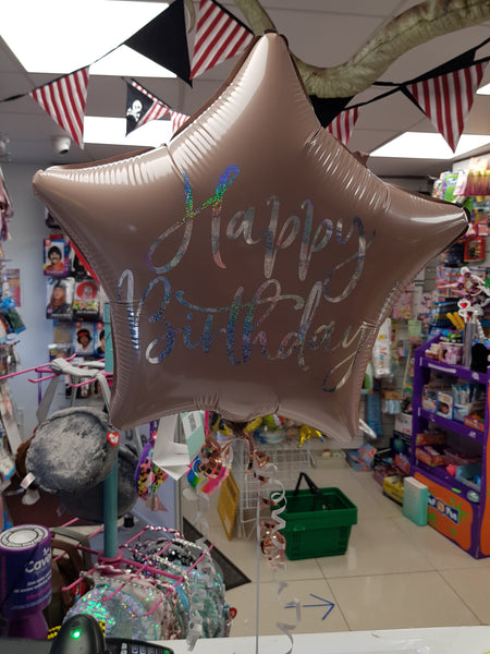 16 Inch Powder Pink Birthday Star Foil Balloon