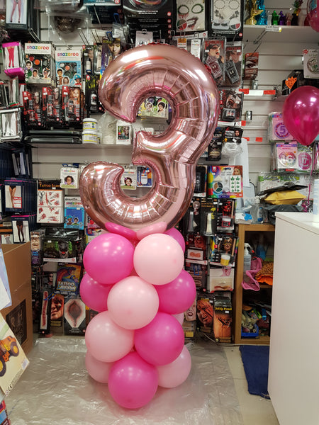 34 Inch Rose Gold (Pink) Number 3 Foil Balloon
