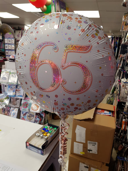 18 Inch Rose Gold Fizz 65th Birthday Foil Balloon