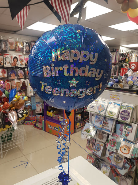 18 Inch Blue Happy Birthday Teenager Foil Balloon