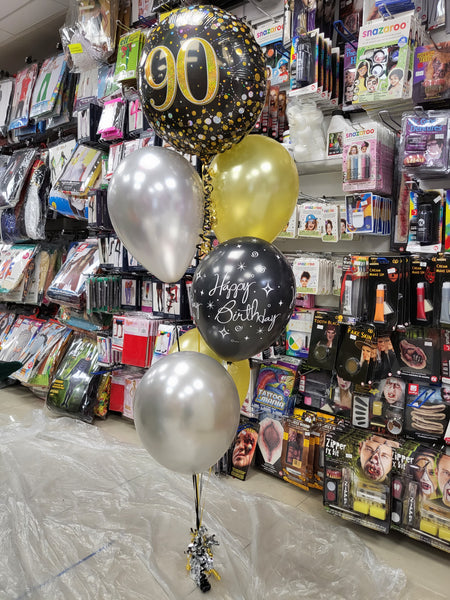 18 Inch Black & Gold Fizz Foil 90th Birthday Balloon