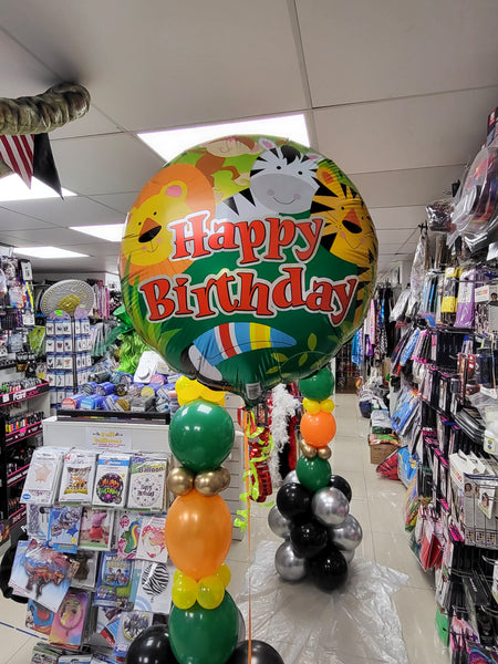 18 Inch Jungle Animal Happy Birthday Foil Balloon