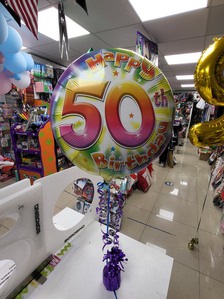 Multicoloured Swirl 50th Birthday Balloon