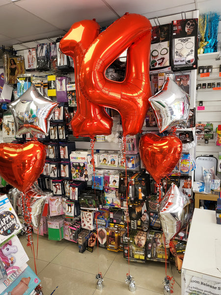 34 Inch Red Number 4 Foil Balloon