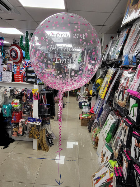 24 Inch Pink Confetti Dots Deco Bubble Balloon