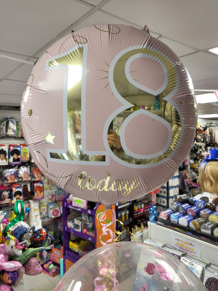 18 Inch Pink Gold Stars 18th Birthday Foil Balloon