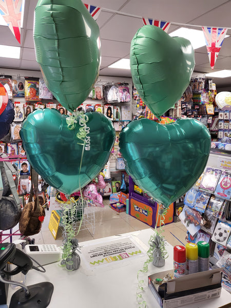18 Inch Chrome Green Heart Foil Balloon