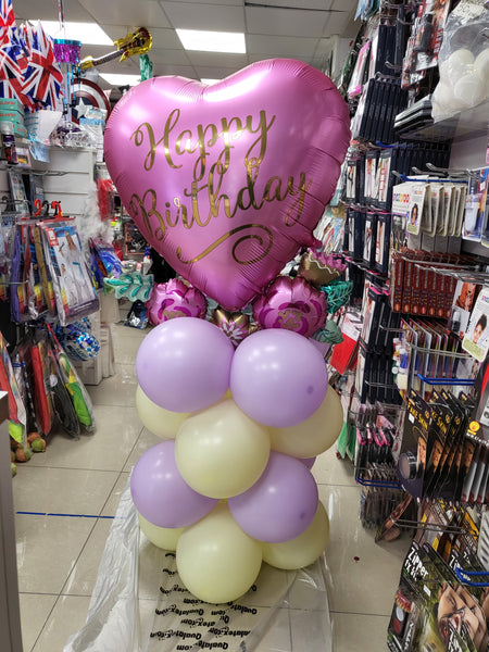 30 Inch Happy Birthday Satin Flowers Supershape Foil Balloon