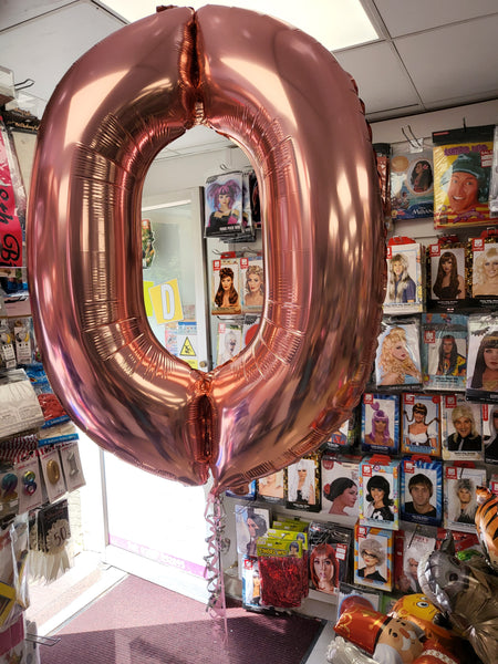 34 Inch Rose Gold (Pink) Number 0 Foil Balloon