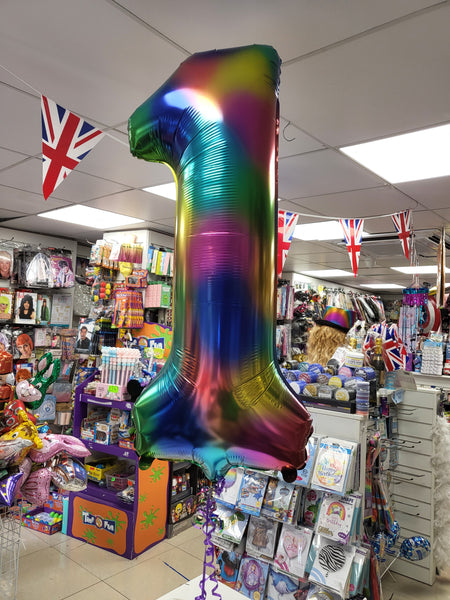 34 Inch Rainbow Splash Number 1 Foil Balloon
