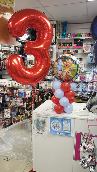 34 Inch Red Number 3 Foil Balloon