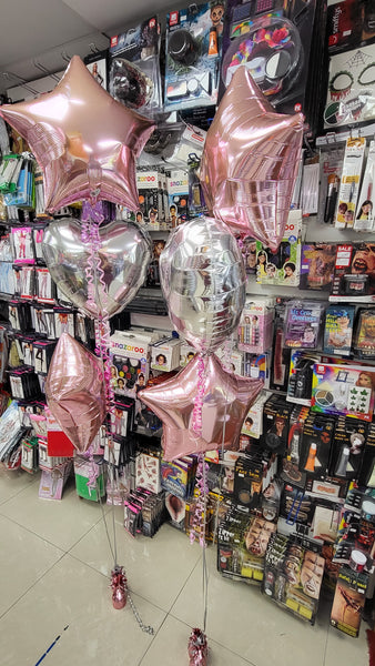 Foil Hearts and Stars Three Balloon Bouquet