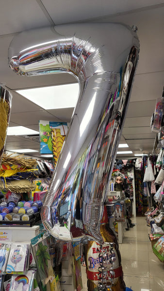 34 Inch Silver Number 7 Foil Balloon