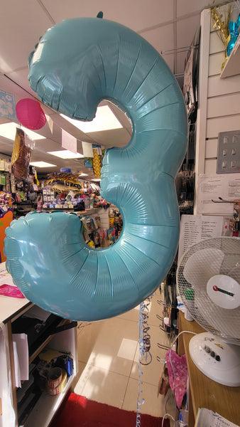 26 Inch Pastel Blue Number 3 Foil Balloon
