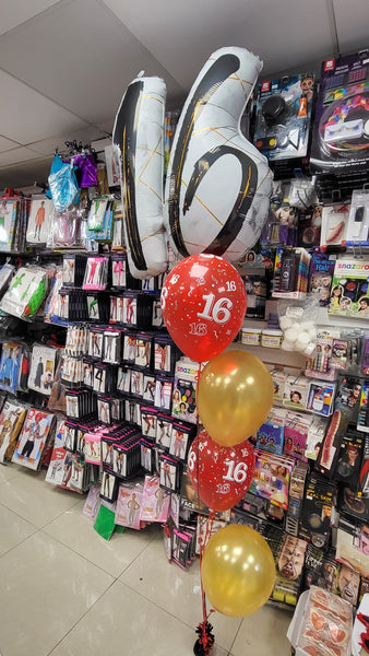 36 Inch Marble Mate Black 16th Birthday Foil Balloon