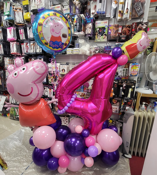 34 Inch Magenta Pink Number 4 Foil Balloon