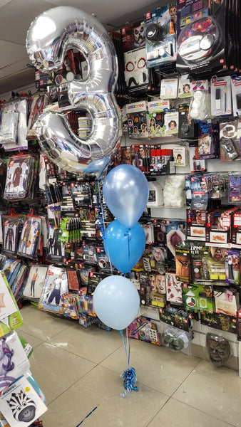 34 Inch Silver Number 3 Foil Balloon