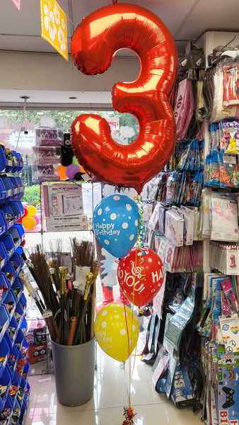 34 Inch Red Number 3 Foil Balloon