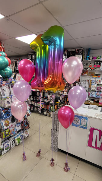 34 Inch Rainbow Number 1 Foil Balloon