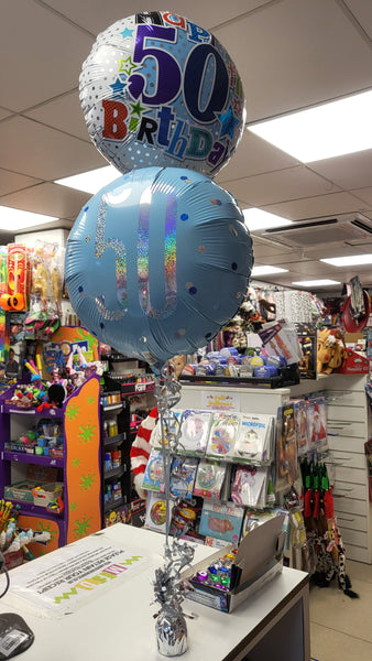 18 Inch Blue Glitz 50th Birthday Foil Balloon