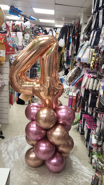 34 Inch Rose Gold (Gold) Number 4 Foil Balloon