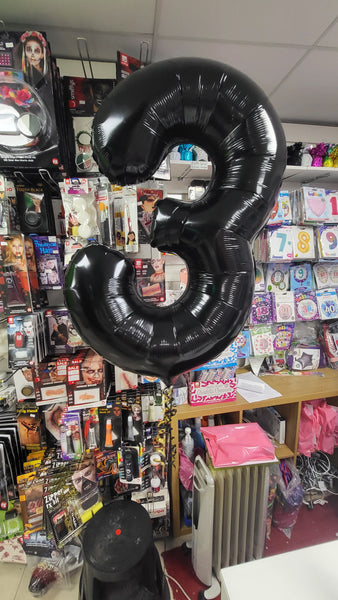 34 Inch Black Number 3 Foil Balloon
