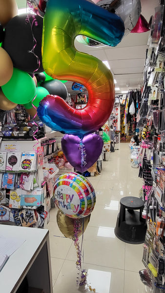 18" Happy Birthday Bright Stripe Foil Balloon