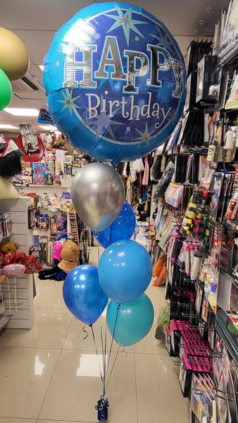 Jumbo 32 Inch Blue Sparkle Happy Birthday Foil Balloon