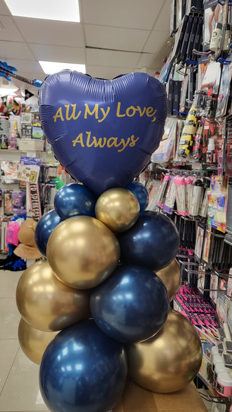 18 Inch Navy Blue Satin Heart Foil Balloon
