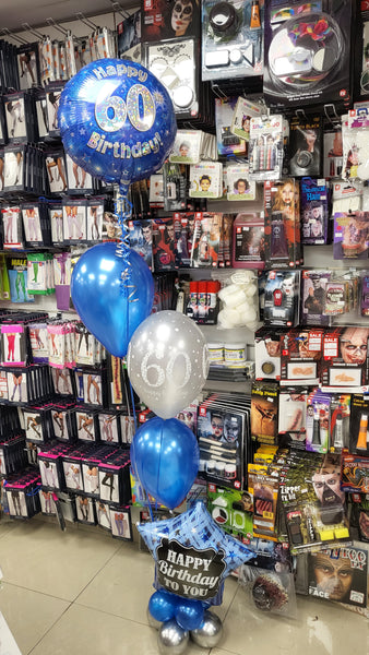 18 Inch Blue & Black Happy Birthday Foil Balloon
