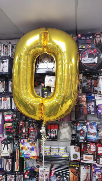 34 Inch Yellow Gold Number 0 Foil Balloon