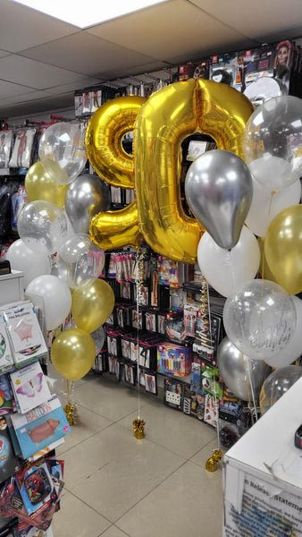34 Inch Yellow Gold Number 0 Foil Balloon