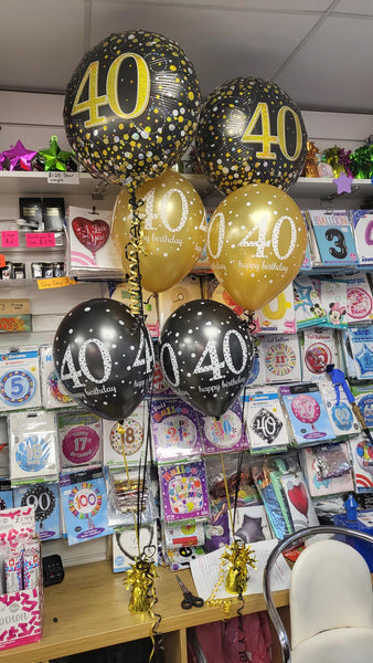 18 Inch Black & Gold Fizz Foil 40th Birthday Balloon
