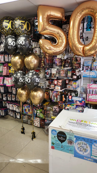18 Inch Black & Gold Fizz Foil 50th Birthday Balloon
