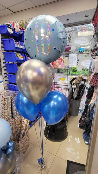 18 Inch 18th Birthday Blue Glitz Foil Balloon