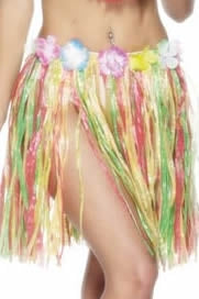 Short Multi-Coloured Grass Skirt