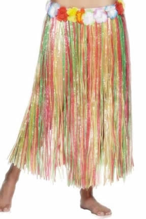 Long Multi-Coloured Grass Skirt
