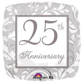 18 inch 25th Anniversary Silver Foil Balloon