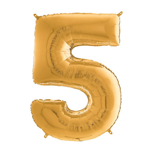 26 Inch Metallic Gold Number 5 Foil Balloon