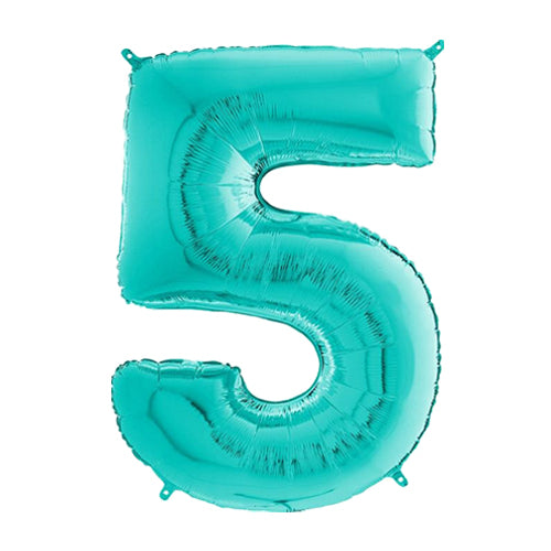 26 Inch Tiffany Blue Number 5 Foil Balloon
