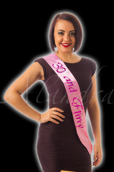 Pink 30 & Flirty Flashing Birthday Sash