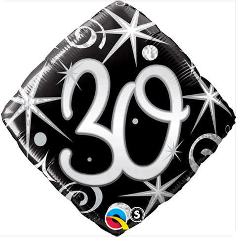 18 Inch Elegant Swirls and Sparkles 30th Birthday Foil Balloon