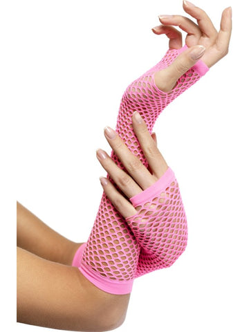 Long Fishnet Gloves -Pink