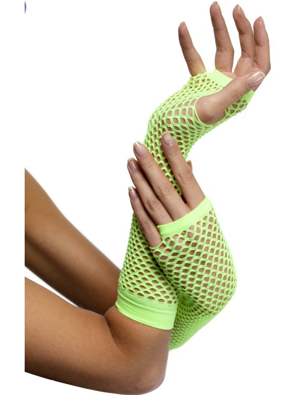 Long Fishnet Gloves - Green