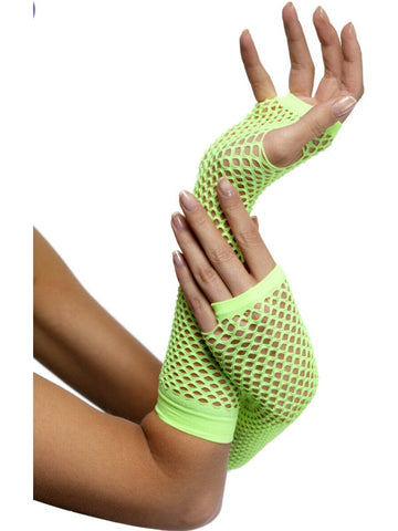 Long Fishnet Gloves - Green