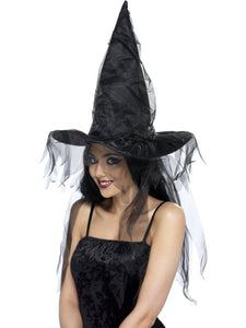 Black witch Hat with Long Net