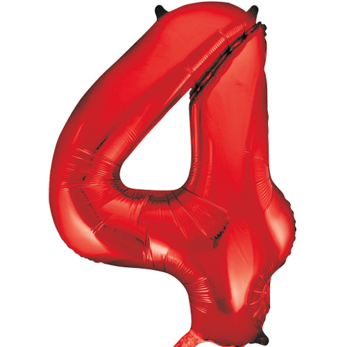 34 Inch Red Number 4 Foil Balloon