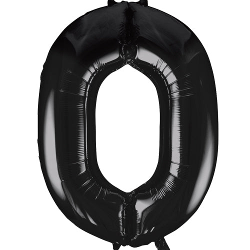 34 Inch Black Number 0 Foil Balloon