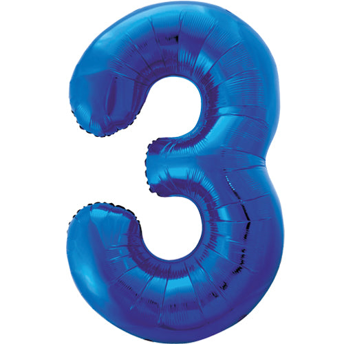 34 Inch Blue Number 3 Foil Balloon